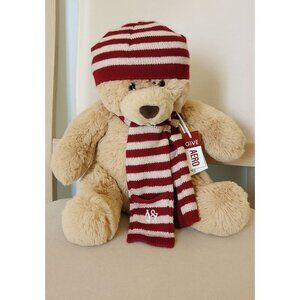 New - Aeropostale Striped Hat & Scarf Plush Teddy Bear
